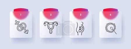Illustration for Motherhood line icon. Pregnancy, baby clothes, breastfeeding, surrogacy. Glassmorphism style. Vector line icon - Royalty Free Image