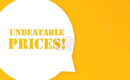 Illustration for Unbeatable prices. Speech bubble with Unbeatable prices text. 2d illustration. Flat style. Vector line icon for Business - Royalty Free Image