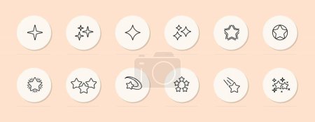 Illustration for Rating with stars line icon. Favorites, like, highest score, rating. Pastel color background. Vector line icon - Royalty Free Image