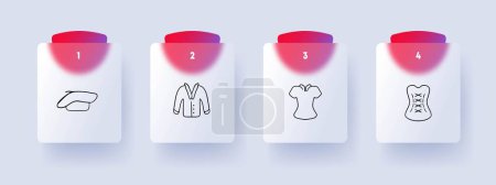 Illustration for Clothing line icon. Candibober, jacket, jacket, corset, outerwear, blouse. Glassmorphism style. Vector line icon - Royalty Free Image