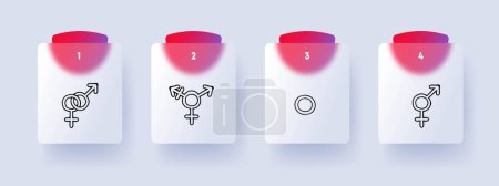 Téléchargez les illustrations : Identité de genre icône de ligne. LGBT, masculinité, féminité, transgenre, queer. Style glassmorphisme. Icône de ligne vectorielle - en licence libre de droit