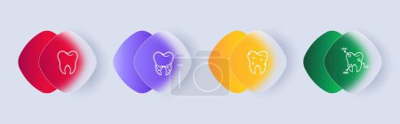 Illustration for Teeth line icon. Caries, dentist, gums, dental crown, treatment, doctor. Glassmorphism style. Vector line icon for Business - Royalty Free Image