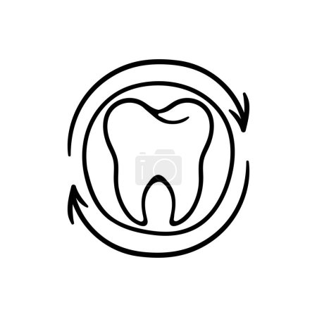 Illustration for Teeth line icon. Caries, dentist, gums, dental crown, treatment, doctor. Vector black line icon on white background for Business - Royalty Free Image