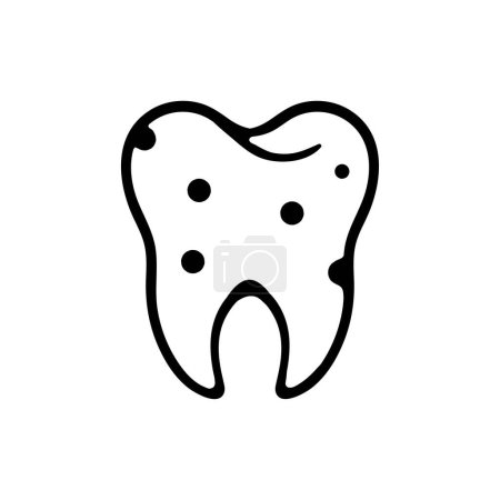 Illustration for Caries line icon. Dentist, pain, teeth, filling, hole, disease, sugar, doctor, plaque, paste. Vector black line icon on white background for Business - Royalty Free Image