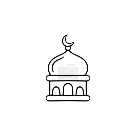 Illustration for Mosque line icon. Church, crescent, islam, prayer, religion, temple, faith, Koran. Vector black line icon on white background for Business - Royalty Free Image
