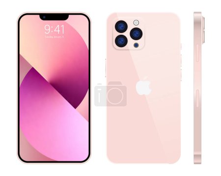 Téléchargez les illustrations : Nouvel iPhone 15 pro, pro max Couleur rose profond par Apple Inc. iPhone écran maquillé et iphone arrière. Haute Qualité. Éditorial. - en licence libre de droit