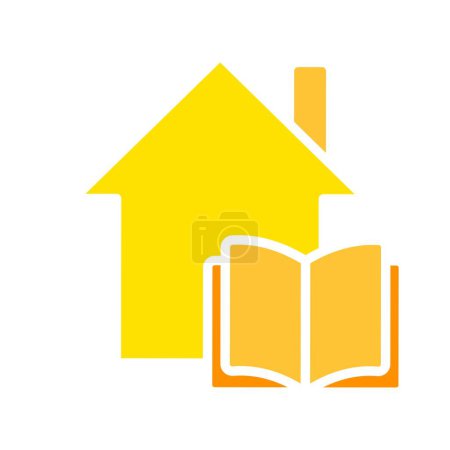 Illustration for House with open book line icon. Stay at home, self-isolation, free time, safety, building. Vector color icon on a white background for business and advertising - Royalty Free Image