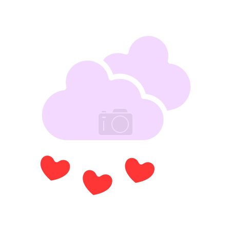 Illustration for Cloud with hearts line icon. Relationship, love, date, Valentine's day, connection, marriage, family, feelings. Vector color icon on a white background for business and advertising - Royalty Free Image