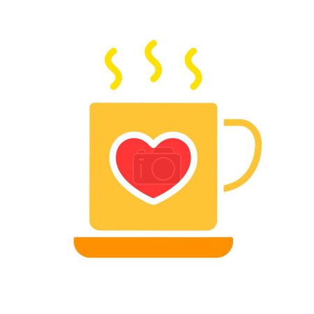 Illustration for Cup of tea with hearts line icon. Relationship, love, date, Valentine's day, connection, marriage, family, feelings. Vector color icon on a white background for business and advertising - Royalty Free Image