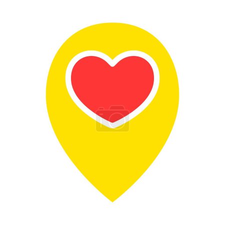 Illustration for GPS pointer with hearts line icon. Relationship, love, date, Valentine's day, connection, marriage, family, feelings. Vector color icon on a white background for business and advertising - Royalty Free Image