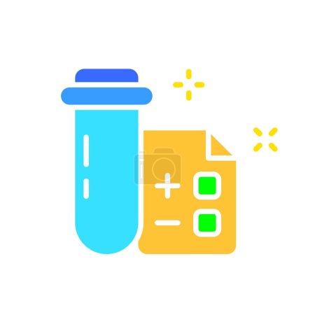 Illustration for Flask with file line icon. Science, research, chemistry, beaker, school, university, lesson. Vector color icon on a white background for business and advertising - Royalty Free Image