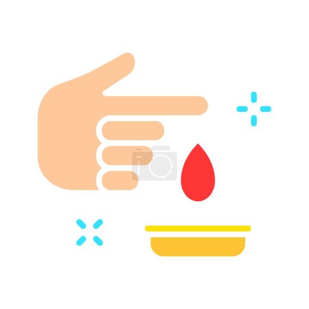 Illustration for Blood test line icon. Science, research, chemistry, beaker, school, university, lesson. Vector color icon on a white background for business and advertising - Royalty Free Image