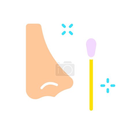 Illustration for Sticks for personal hygiene line icon. Nose, cosmetics, personal care, cleanliness. Vector color icon on white background for business and advertising - Royalty Free Image