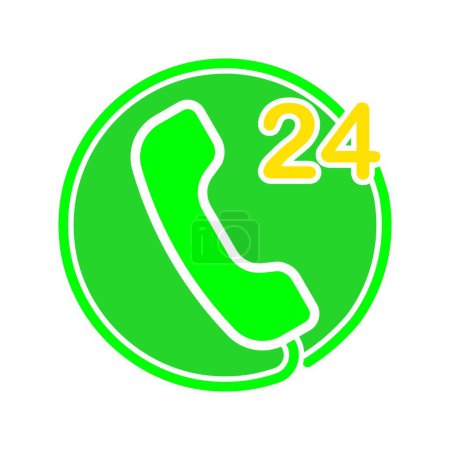 Ilustración de Auricular 24 horas icono de línea. Llamada, conversación, negociaciones, tarifa, comunicación, conexión. Icono de color vectorial sobre fondo blanco para negocios y publicidad - Imagen libre de derechos