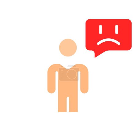 Ilustración de Hombre con triste icono de línea emoji. Comunicación, emoji, estado de ánimo, chat, en línea, internet, gadget. Icono de color vectorial sobre fondo blanco para negocios y publicidad - Imagen libre de derechos