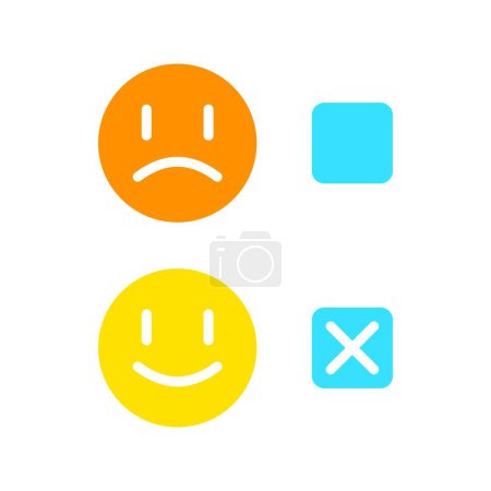 Illustration for Sad and cheerful emoji line icon. Communication, emoji, mood, chatting, online, internet, gadget. Vector color icon on white background for business and advertising - Royalty Free Image