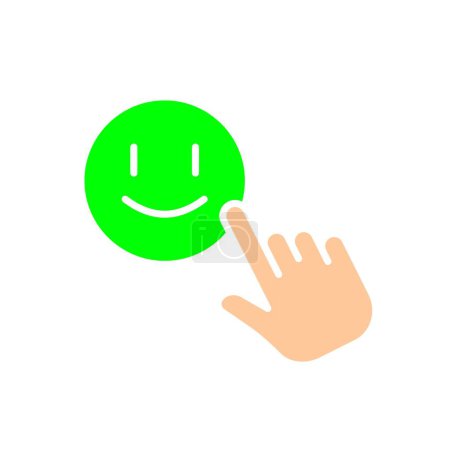 Illustration for Click on the funny emoji line icon. Communication, emoji, mood, chatting, online, internet, gadget. Vector color icon on white background for business and advertising - Royalty Free Image