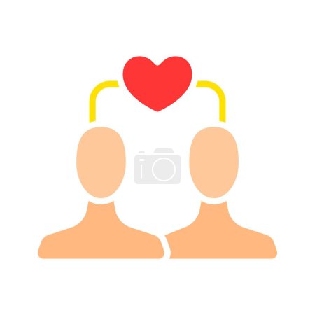 Illustration for Two people with hearts line icon. Relationship, love, date, Valentine's day, connection, marriage, family, feelings. Vector color icon on a white background for business and advertising - Royalty Free Image