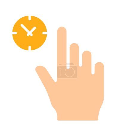 Ilustración de Mano con el icono de línea de tiempo. Controles, touchpad, tableta, teléfono, sensor, pantalla táctil, gadgets. Icono de color vectorial sobre fondo blanco para negocios y publicidad - Imagen libre de derechos