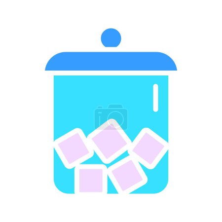 Illustration for Sugar in a sugar bowl line icon. Sweetness, refined sugar, cube, caries, syrup, diabetes, insulin. Vector color icon on a white background for business and advertising - Royalty Free Image