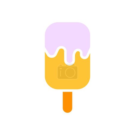 Téléchargez les illustrations : Crème glacée sur une icône de ligne de bâton. Douceur, lait, lactose, refroidissement par temps chaud, été, glaçage, remplissage. Icône de couleur vectorielle sur fond blanc pour les entreprises et la publicité. - en licence libre de droit