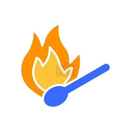 Illustration for Lighted match line icon. Fire safety, water, extinguishing, safety instructions. Vector color icon on white background for business and advertising. - Royalty Free Image
