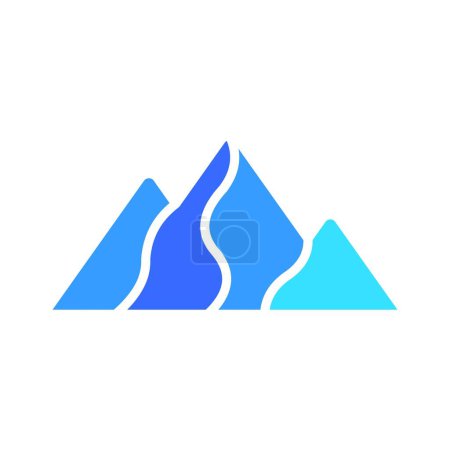 Illustration for Snow mountain line icon. Cliff, travel, hiking, peak, rock, peak, cave, slope. Vector color icon on white background for business and advertising. - Royalty Free Image