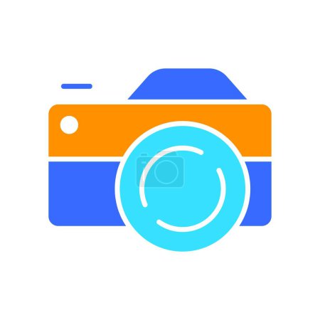 Illustration for Camera line icon. Photo and video editing, retouching, editing, collage, layers, tools, design. Vector color icon on white background for business and advertising. - Royalty Free Image