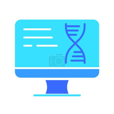 Ilustración de Monitor con icono de línea de ADN. Tecnología, juegos, entrenamiento, computadora personal, internet. Icono de color vectorial sobre fondo blanco para negocios y publicidad. - Imagen libre de derechos