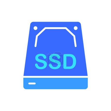 Illustration for SSD line icon. Computer, components, performance, memory, installation, operating system, gaming. Vector color icon on white background for business and advertising. - Royalty Free Image