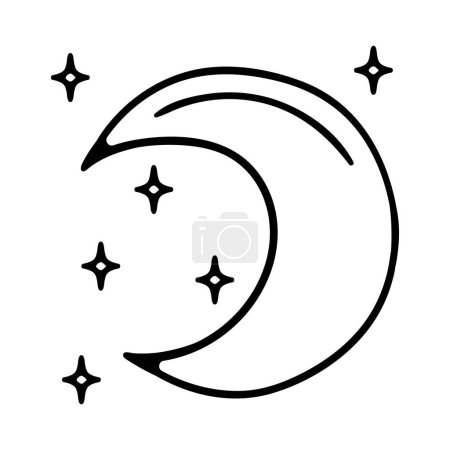 Téléchargez les illustrations : Demi-lune avec étoile, croissant de lune décroissant ou croissant de lune sur fond damier transparent. Éclipse lunaire par étapes, de la pleine lune à la lune fine, - en licence libre de droit