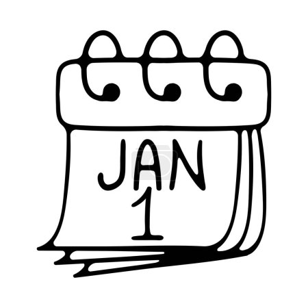Ilustración de Calendario con icono de texto del 1 de enero. Concepto de año nuevo. Vacaciones, año nuevo, Navidad, celebrar, día. Nuevo año 2024 - Imagen libre de derechos