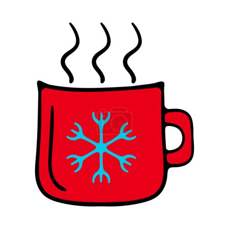 Illustration for Mug with tea. Hot drink, steam, evaporation, boiling water, tea bag, herbal, mint. Beverage concept. - Royalty Free Image