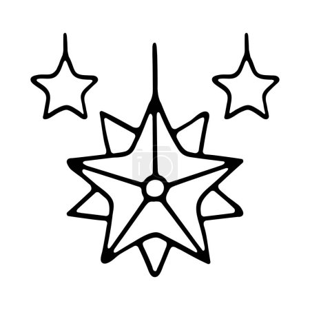 Ilustración de Adorno de la estrella del árbol de Navidad para la decoración festiva de vacaciones. Decoración estrella de oro para una celebración alegre y alegre - Imagen libre de derechos