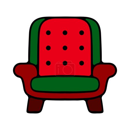 Ilustración de Elegante sillón cómodo rojo en estilo plano de dibujos animados. Parte del interior de una sala de estar u oficina. Aislado sobre fondo blanco - Imagen libre de derechos