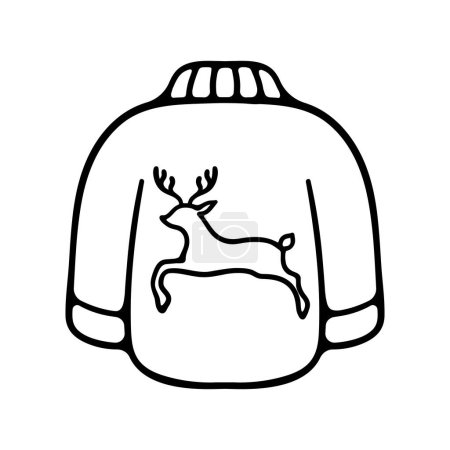 Illustration for Sweater with deer icon. Insulation, clothing, snow, cold. New Year, Christmas, holiday, gift, Santa, celebration, January 1, winter. - Royalty Free Image