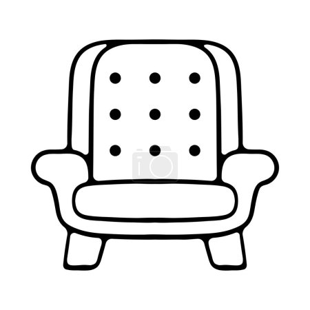 Illustration for Stylish red comfortable armchair in flat cartoon style. Part of the interior of a living room or office. Isolated on white background - Royalty Free Image