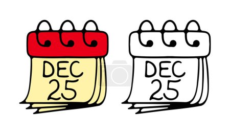 Ilustración de Calendario con el icono de texto del 25 de diciembre. Concepto de año nuevo. Vacaciones, año nuevo, Navidad, celebrar, día. Nuevo año 2024 - Imagen libre de derechos