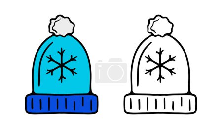 Illustration for Winter warm hat icon. Insulation, clothing, snow, cold. New Year, Christmas, holiday, gift, Santa, celebration, January 1, winter. - Royalty Free Image