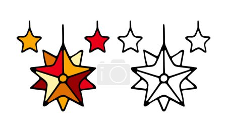 Illustration for Christmas tree star ornament for festive holiday decor. Gold star decoration for a joyful and merry celebration - Royalty Free Image