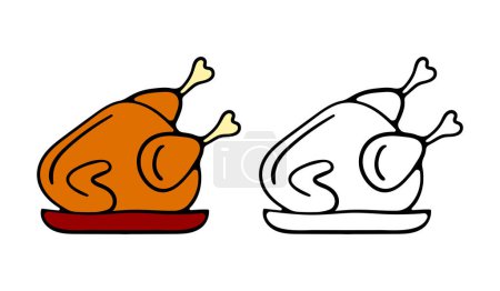 Téléchargez les illustrations : Délicieux poulet grillé. Savoureux et parfaitement cuit. Idéal pour un repas savoureux et satisfaisant. Dîner de Noël, soirée sainte, dinde du Nouvel An. - en licence libre de droit