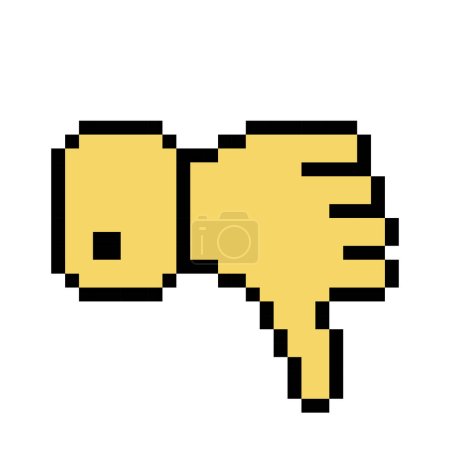 Illustration for Yellow thumbs down line icon. Gesture, disapproval, dislike, emoji, refusal, chat, communication, emotions pixel style Multicolored icon on white background - Royalty Free Image