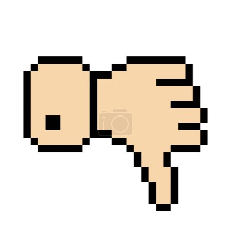 Illustration for Beige thumbs down line icon. Gesture, disapproval, dislike, emoji, refusal, chat, communication, emotions pixel style Multicolored icon on white background - Royalty Free Image
