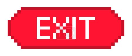 Illustration for Red exit sign line icon. Stop, cancel, menu, game, control, button, sign, inscription, announcement pixel style Multicolored icon on white background - Royalty Free Image