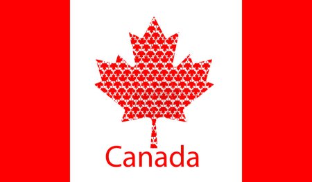 Illustration for Patterned Canada flag illustration. Hockey, maple, state, city, Canadians, cold, snow syrup Ottawa Quebec Vancouver Vector icons - Royalty Free Image