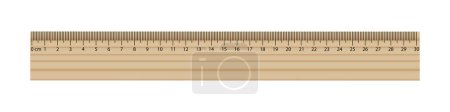Illustration for Wooden ruler on white background illustration. Centimeter, drawing, mathematics, geometry, meter, compass, school measurement line length Vector icons - Royalty Free Image