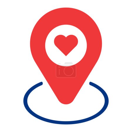 Ilustración de Etiqueta Gps con ilustración del corazón. Favoritos, emoji, geolocalización, coordenadas, dirección de mapa satelital - Imagen libre de derechos