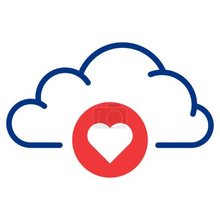 Téléchargez les illustrations : Nuage avec illustration du cœur. Favoris, emoji, sauvegarde du nuage, données d'information icônes vectorielles - en licence libre de droit