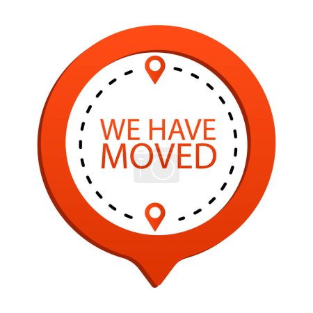 Illustration for We have moved illustration. Location, chain of stores, truck, moving, housewarming, road loader Vector icons - Royalty Free Image