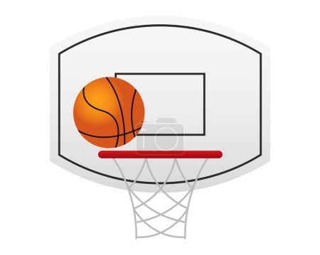 Basketball hoop and ball illustration. Basket, game, sport, team, court, jump throw high Vector icons  